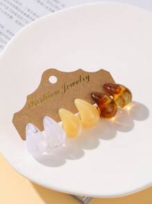 6 pièces/Set Boucles d'oreilles en forme de goutte d'eau, en matériau léger et de couleurs de gelée, convenant aux femmes pour l'été, le bureau et les occasions festives