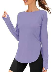 ZHENWEI Women's Long Sleeve Sun Shirt UV Protection Workout Tops Lightweight UPF 50+ Golf Gym Hiking Shirts Outdoor Clothing - 紫色 - 查看 1