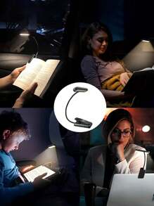 1pc/2pcs Adjustable Brightness & Color Temperature Clip-On Reading Light, Flexible & Portable For Bedside, Bedroom, Book Reading, Available In Black, White, Pink