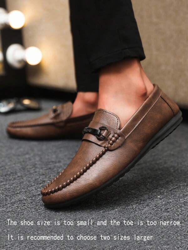 Men's Loafers New Casual Shoes Versatile Moccasins Boat Shoes Slouchy Shoes Leather Flat Men's Shoes Black Boat Shoes Men's Shoes Business Formal Shoes (Run Small And Narrow, Please Order 2 Sizes Up)