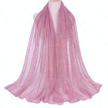 1 件闪亮头巾头巾披肩，春夏，适合马来西亚、非洲文化 - 黑色 - 查看 8