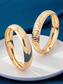 2pcs Embossed Fashion Bracelet Set, Suitable For Women, Daily Wear, Parties And Gatherings - 2 Bracelets - View 5