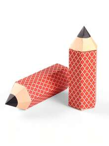 10pcs/5pcs/1pc Back To School Party Decor Creative Cartoon Pencil Candy Gift Boxes, Red Lantern Hexagon Pencil Shape Cartoon Foldable Snack Packaging Boxes, Back To School Gifts, Teacher Appreciation Gifts, Suitable For Back To School, Teacher's Week, Daily And Holiday Parties (Stickers And Ribbons Not Included) - Pencil Shaped Gift Box - View 5