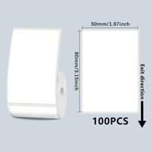 3 Rolls Of White Stickers, Size 50x80 Mm (1.97*3.15 Inches), 100 Sheets Per Roll, Compatible With M110/M221/M220/M120/M200/M110S, Suitable For Clothing Labels