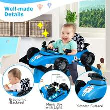 NetHong 4-In-1 Baby Walker Foldable Activity Push Walker With Adjustable Height & Speed - Blue - View 8