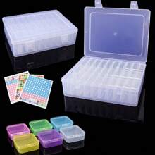 14pcs Plaid Plastic Storage Box Set, Classic Transparent Portable Multifunctional With Buckle Closure, Non-Electric, Suitable For DIY Crafts, Beads, Rings, Hair Accessories, Jewelry And Small Hardware Tools, Jewelry Box, Back To School