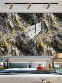 10 pegatinas adhesivas de vinilo de Salpicadero de PVC de mármol artificial autoadhesivo, pegatinas de pared autoadhesivas de corte DIY, resistentes al calor para salpicaderos de azulejos en paredes de baño y cocina, cocina, chimenea, lavadero, paredes de caravana, a prueba de agua, también para sala de estar, dormitorio y pared posterior de TV (5.9/7.87/11.8/15.7/11.4 X 22.4 pulgadas)