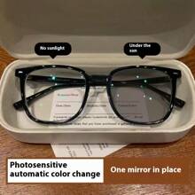 1pc Premium Color-Changing Black Frame Glasses , Transition From Black To Grey To Brown, Stylish Fashion Glasses Suitable For Sun Protection, Office, Computer Use, No-Makeup Face Wear For Summer Beach Vacation,Outdoor,Travel
