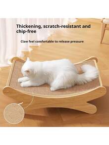 1pc Natural Wood Colored, Sisal Cat Scratching Pad With Integrated Toy - Sofa Pad Suitable For Cat Claws - Khaki - View 7