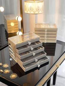 1pc 7 Compartments 5 Layers Velvet Jewelry Box - Elegant Drawer-Style Jewelry Organizer For Rings, Earrings, And Necklaces - Perfect For Holiday Gifting, Back To School Essentials, And Special Occasions - Stylish And Functional Jewelry Storage Solution For Women And Girls - Ideal For Christmas, Thanksgiving, New Year, And Valentine's Day Celebrations - Keep Your Treasures Organized And Easily Accessible With This Chic Jewelry Storage Box - Multicolor - View 10