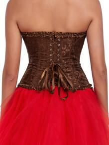Corset bustieră, cu șireturi, strâns, cu bustieră, model overbust, jacquard