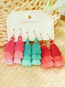 TopHanqi Set de 12 pendientes con flecos bohemios para mujer, pendientes colgantes de múltiples capas para playa, vacaciones, viajes, uso diario, fiestas, regalos, versátil