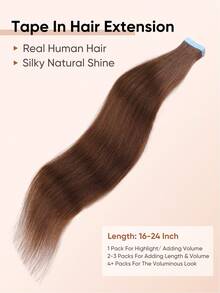 jessie's wig Jessie's 貼片式接髮片 真人髮 20片/包 50g 絲滑直髮 漂染金髮 自然外觀 高品質 貼片式接髮 深棕色 4# - S4 - 查看 2