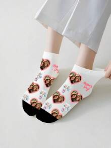 1 Pair Custom Face Socks, Custom Photo Sock, Custom Printed Socks, Personalized Funny Face Socks, Custom Picture Socks, Put Any Face On The Socks, Anniversary Gift, Valentine Gift, Birthday Gift, Wedding Gift, Mother's Day Gift - Multicolor - View 4