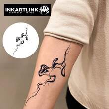 1 张 8*17 厘米 INKARTLINK 临时纹身，墨水笔触和草药汁图案，纹身，半永久纹身，逼真的假纹身，持续 1-2 周 - 黑色 - 查看 3