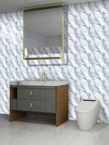 10 pegatinas adhesivas de vinilo de Salpicadero de PVC de mármol artificial autoadhesivo, pegatinas de pared autoadhesivas de corte DIY, resistentes al calor para salpicaderos de azulejos en paredes de baño y cocina, cocina, chimenea, lavadero, paredes de caravana, a prueba de agua, también para sala de estar, dormitorio y pared posterior de TV (5.9/7.87/11.8/15.7/11.4 X 22.4 pulgadas)