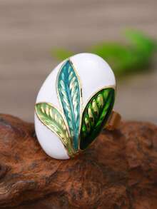 1pc Bohemian Enamel Flower Open Ring - Multicolor - View 5