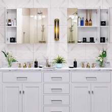 Medicine Cabinet With Mirror For Bathroom, 3 Door Wall Mounted Storage Mirror Cabinet With Adjustable Shelves White - Default - View 7