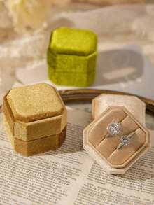 高端韩版丝绒天鹅双环首饰盒|母亲节|圣诞节女友生日礼物