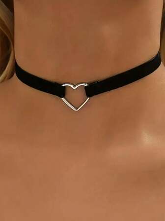 1pc Women's Jewelry Accessories - Sexy & Fashionable Heart-Shaped Punk Choker Necklace, Gothic Sweet & Cool Y2K Style Women Choker, Women's Jewelry
