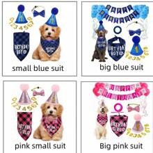 1 Set Pet Birthday Party Decorations, Including Pet Bandana, Birthday Hat, Banners, And Bow Tie For Male & Female Pets, Pet Birthday Celebration & Decoration