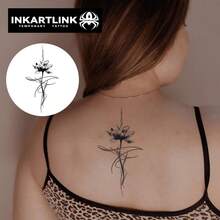 Công nghệ xăm hình mang tính cách mạng của INKARTLINK, Hình xăm bán vĩnh viễn, Hình xăm hoa sen, Hình xăm thực tế, Hình xăm chạm, Hình xăm tạm thời, Không thấm nước, Hình xăm chân thực, Hình xăm thiết kế thích hợp, Hình xăm nước ép, Hình xăm thực vật - màu đen - Xem 4