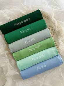 6pcs/Pack Simple Collection Women's Solid Color Modest Pearl Chiffon Hijab Scarf, Daily Muslim Headscarf - Multicolor - View 14