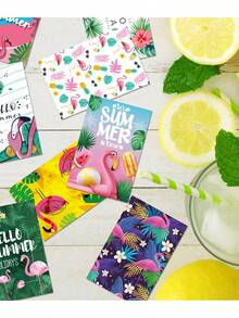 6pcs Summer Flamingo Invitation Cards, Postcards, Paper Greeting Cards, Hawaii Party Supplies, Summer Party Souvenirs, Summer Party Invitations, Wedding Invitations, Baby Baptism Party Decorations, Birthday Party DIY Craft, Party Favors - Multicolor - View 4