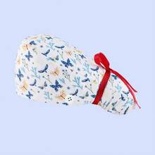 Touca feminina de poliéster com estampa floral, decote em V, antimicrobiana e antipoeira, com cobertura na parte de trás, ideal para enfermeiras, esteticistas e profissionais de limpeza em instituições médicas (1 unidade). - Multicolorido - Ver 11