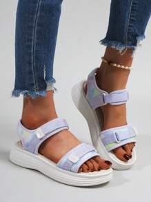 Girl's Sport Sandals - New Fashionable Versatile Chunky Sole Hook & Loop Soft Bottom Roman Beach Shoe, Outdoor Sport Casual Walking