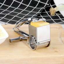 4pcs Stainless Steel Rotary Cheese Grater Set | Multi-Purpose Kitchen Cook Tool For Veggies, Chocolate & Baking | Removable Drums Easy Clean - Silver - View 7