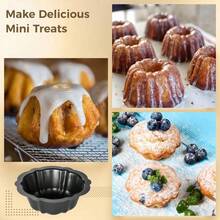 4英寸迷你南瓜蛋糕模具，不粘心形和圆形烤盘，小型蛋糕模具 - 彩色 - 查看 4