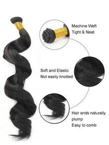 1/3/6 piezas Extensiones de cabello negro ondulado natural de 14-22 pulgadas, extensiones de cabello sintético resistentes al calor, peinados DIY - Negro - Ver 4