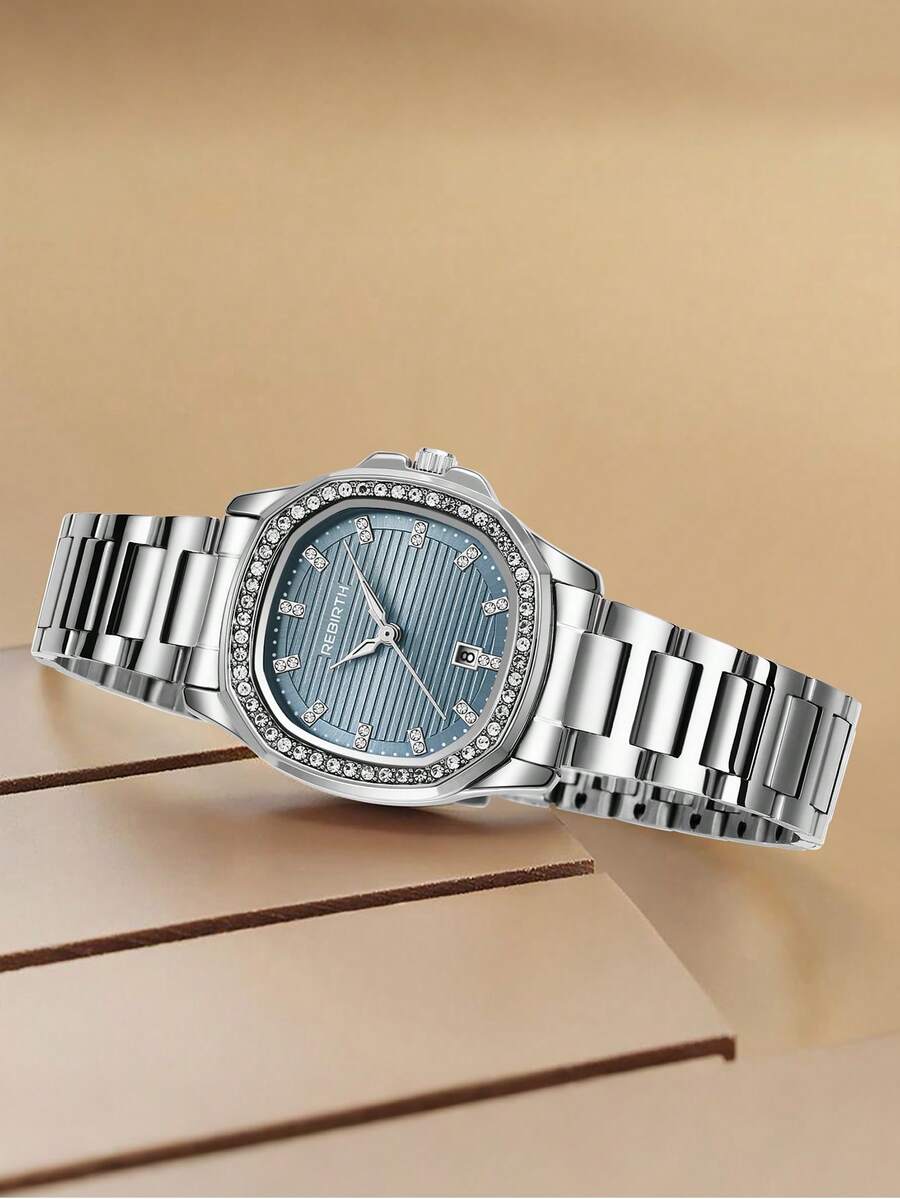 1 件女士优雅不锈钢表带石英手表，适合日常佩戴 - 銀色 - 查看 1