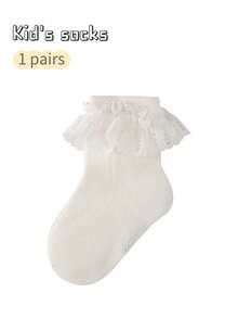 1 Pair Girls Spring/Summer Mesh Lace Edge Socks, Baby Candy-Color Princess Dopamine Lolita Mid-Calf Socks - Multicolor - View 17