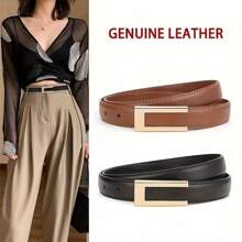 Cinturón real para mujer - Trenzado casual de, no lavable, adecuado para uso diario y ocasiones formales, accesorio de moda para vaqueros, se ajusta de talla mediana a talla grande, sin plumas, para verano, escuela