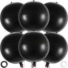 6个22英寸4D金属黑色铝箔气球生日周年纪念毕业万圣节派对装饰气球 - 黑色 - 查看 2