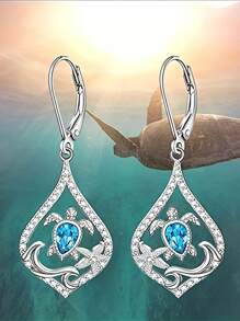 1 Pair Stylish Silver Egg Shaped Turtle Starfish Shell Silver Women's Earrings Ladies Summer Jewelry Beach Essentials Vacation Jewelry