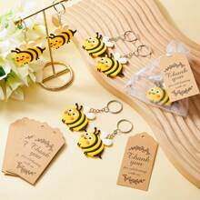 30 Stücke niedliche Bienen Party-Favors, 10 Stücke niedliche Bienen Schlüsselanhänger Party Geschenktüten, Bienen Themen Party Favors Geschenkanhänger mit 10 Stücke Dankeskarten, 10 Stücke Organza Geschenktüten für Gäste, Partyzubehör, Einschulung, Valentinstag