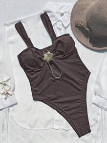 Women's Hollow Out Sexy Brown Jumpsuit