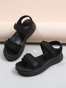 Girl's Sports Sandals, New Fashion Versatile Thick-Sole Hook-And-Loop Soft Bottom Roman Beach Shoes, Outdoor Sports Walking Casual Shoes