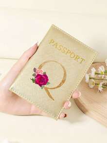 1 件 A-Z 26 个字母时尚字母印花时尚勃艮第护照夹，高品质 PU 皮革护照钱包，带卡槽，可存放信用卡、登机牌和身份证，紧凑型旅行必需品整理器，适合女性、男性和学生 - 酒紅色 - 查看 86