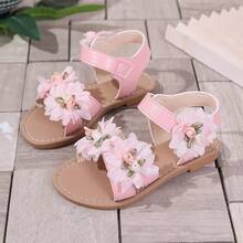 2025 Summer New Sandals Sweet Flower Princess Shoes Hook And Loop Flat Bottom Outdoor Fashion Open Toed Children's Sandals - Pink - View 14