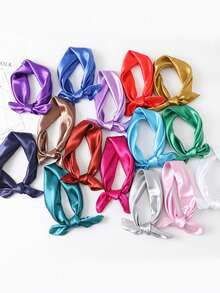 1 pieza Bufanda de satén de imitación de seda de unicolor para mujer, pañuelo minimalista y elegante versátil, adecuado para salidas diarias, citas, fiestas, accesorio de moda - Multicolor - Ver 5