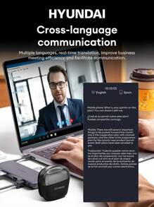 HYUNDAI HYUNDAI Space-Y3Pro AI Version Bluetooth Earphone, Hanging Ear Type With Battery Level Display, Smart Translator For Cross-Language Face-To-Face Communication, Conference Recording AI Assistant, Long Standby Time, With Microphone, Comfortable Open-Ear Wireless Headphone