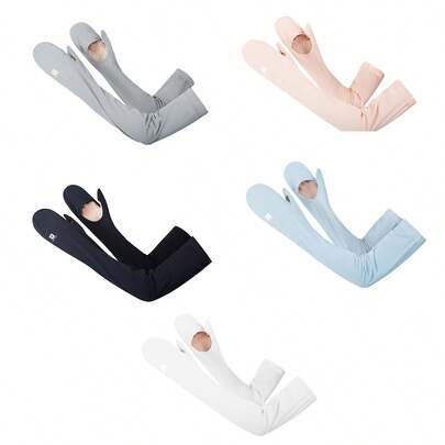 女士防晒冷却袖套，足球、高尔夫和排球压缩袖套，夏季防紫外线冰袖，驾驶或骑自行车时透气袖套