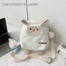 1pc Cartoon Sheep Pattern Lightweight Canvas Crossbody Bag, Vertical Square Shape Summer Shoulder Bag, Suitable For Students, Office Workers, Women, Gift