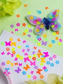 3Bags Summer Fluorescent Resin Sequin Filler, Colourful Butterfly Flower Resin Glitter Flakes For DIY Craft Supplies, Jewelry Casting Supplies - Multicolor - View 3