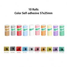 Imprimante d'autocollants mini, machine à faire des autocollants avec rouleaux de papier autocollant thermique, imprimante mini pour faire des autocollants pour étiquettes/notes, compatible avec , téléphone Android et tablette, blanc