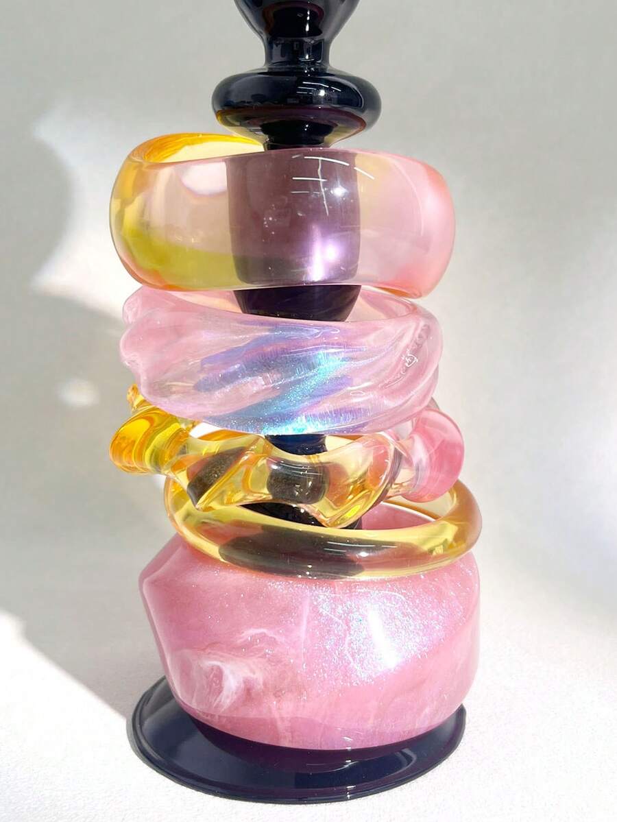 1pc Pink Fashionable Elegant Asymmetric Round Women Bracelet, Stylish & Versatile For Party Wear - Multicolor - View 1